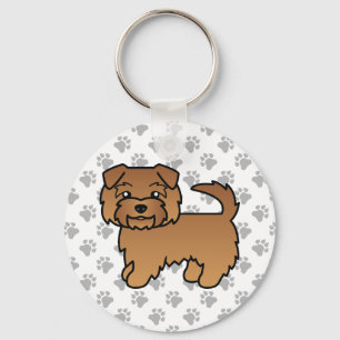 Porte-clés Chien de bande dessinée Norfolk Terrier rouge & pa
