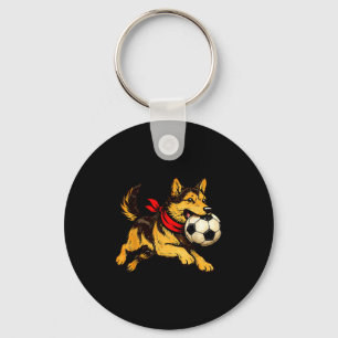 Porte-clés Chien de berger allemand drôle jouant au football