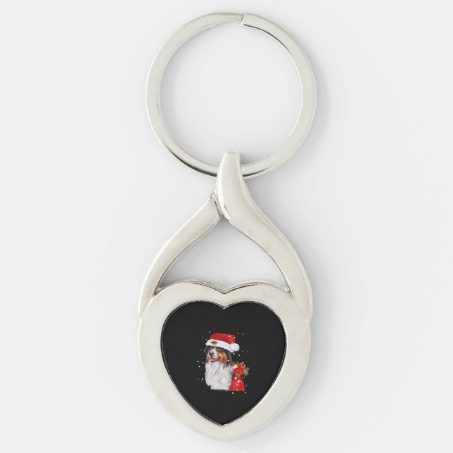 Porte-clés Chien de Berger Australien Noël (Devant)