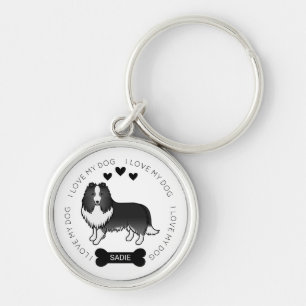 Porte-clés Chien de berger des Shetland Bi-Noir Dessin Animé 