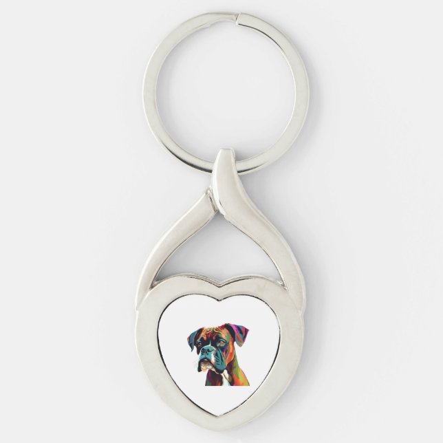 Porte-clés Chien de boîte coloré (Devant)