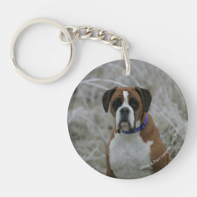 Porte-clés Chien de boxeur se reposant dans le Frost (Devant)