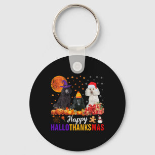 Porte-clés Chien de caniche Hallothanksmas Halloween Thanksgi