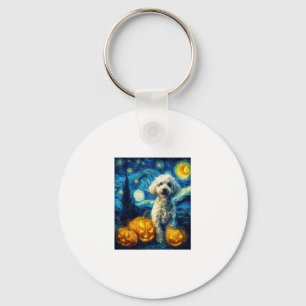 Porte-clés Chien de caniche mignon Halloween Jack-o'-lantern 