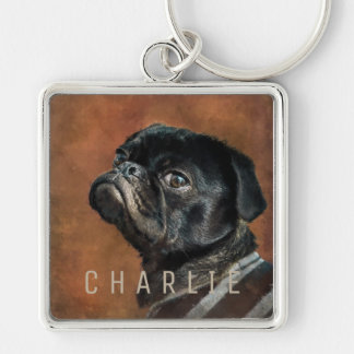 Porte-clés Chien de Carlin noir