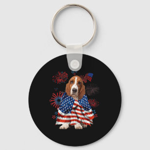 Porte-clés Chien de chasse Bet Drapeau américain Usa 4 juille