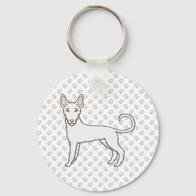 Porte-clés Chien de chasse ibicenc à poil dur blanc Dessin an (Recto)