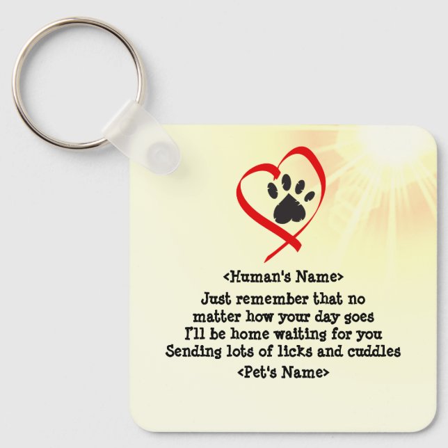 Porte-clés Chien de chat personnalisable message joyeux (Recto)