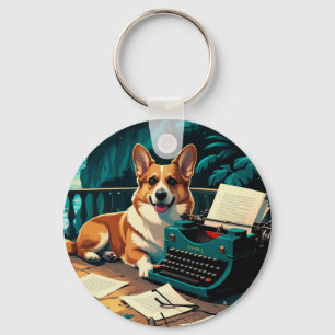 Porte-clés Chien de Corgi avec fourrure brillante et un gentl