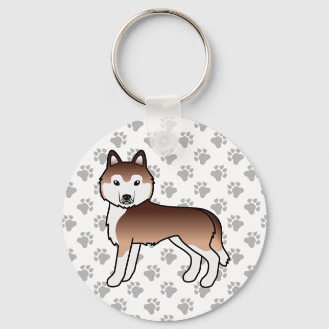 Porte-clés chien de dessin animé Husky sibérien cu (Recto)