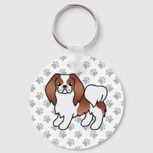 Porte-clés Chien de dessin animé japonais Chin rouge et blanc