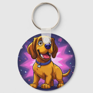 Porte-clés Chien de dessin animé joueur avec des couleurs viv