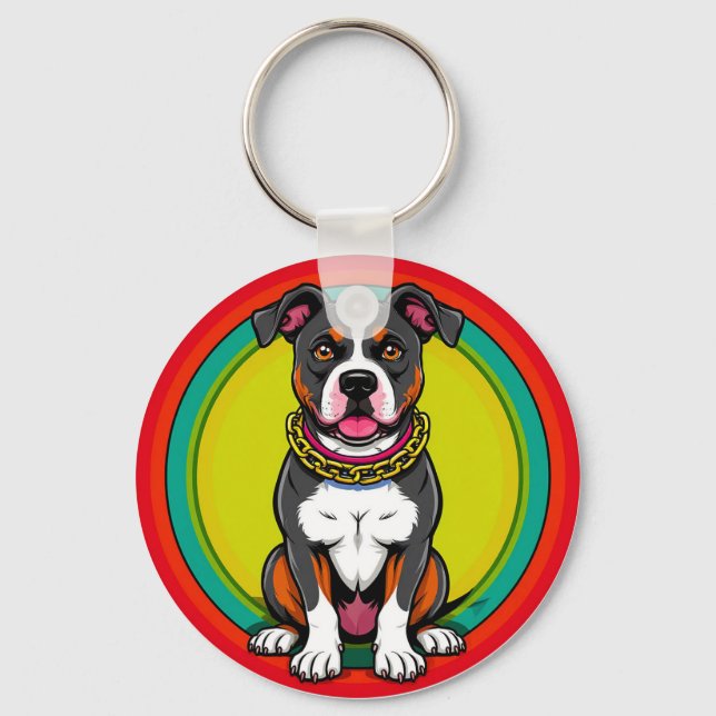 Porte-clés Chien de dessin animé mignon avec collier (Recto)