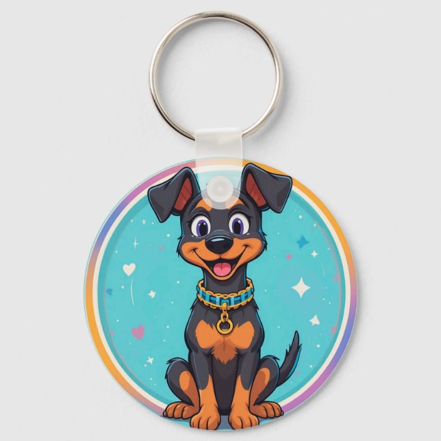 Porte-clés Chien de dessin animé mignon avec collier (Recto)
