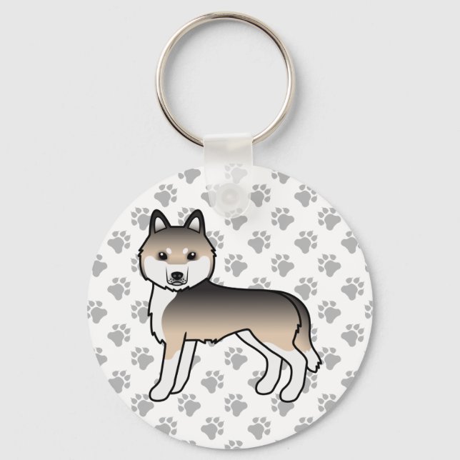 Porte-clés Chien de dessin animé Sable Husky sibér (Recto)