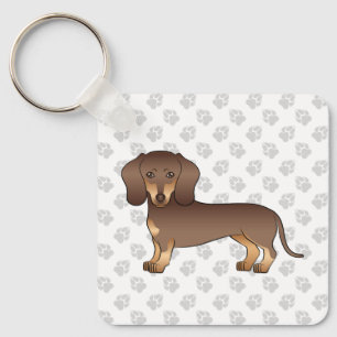 Porte-clés Chien de dessin animé teckel à poils courts chocol