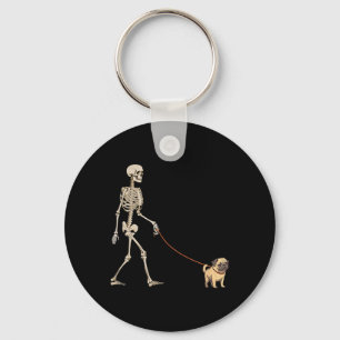 Porte-clés Chien de Halloween drôle de squelette de Pug prome