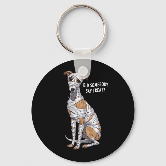 Porte-clés Chien de Halloween Mummy Whippet (Recto)
