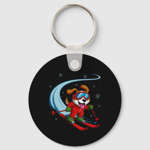 Porte-clés Chien de neige Chien de ski Cute Sports d'hiver Sk