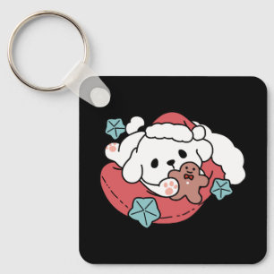 Porte-clés Chien de Noël à Santa Hat - Jour de Noël pour Anim
