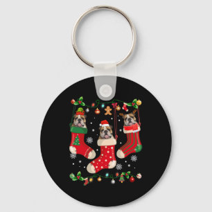 Porte-clés Chien de Noël Anglais en choeur Père Noël X-mas Ch