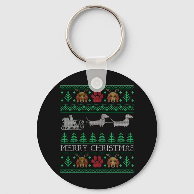 Porte-clés Chien de Noël Dachshund Wiener (Recto)