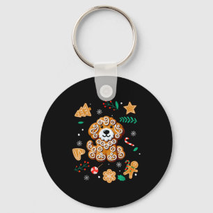 Porte-clés Chien de Noël Gingerbread Goldendoodle Golden Dood