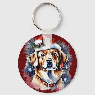 Porte-clés Chien de Noël mignon