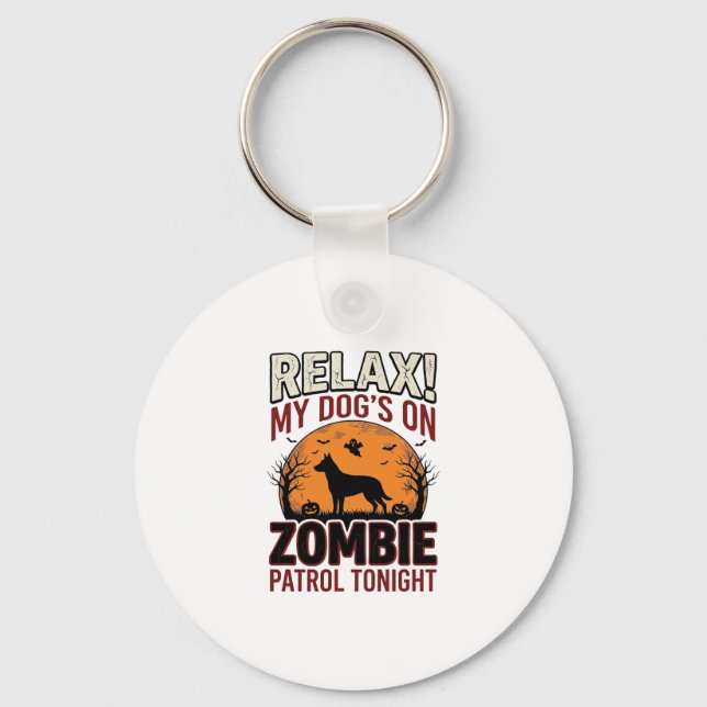 Porte-clés Chien de patrouille zombie Halloween Gravure vinta (Recto)