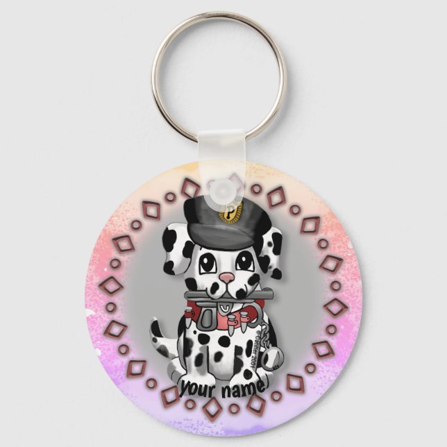 Porte-clés Chien de police tacheté (Recto)