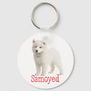 Porte-clés Chien de race Samoyède blanc amour