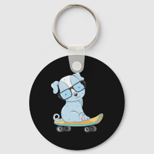 Porte-clés Chien de skateboard Chiot Drôle Skateboard Chien M