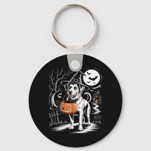 Porte-clés Chien de sorcière vintage avec chien effrayant de