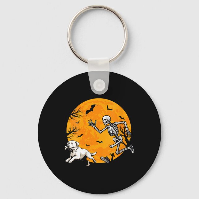 Porte-clés Chien de squelette de Halloween pour femmes poursu (Recto)