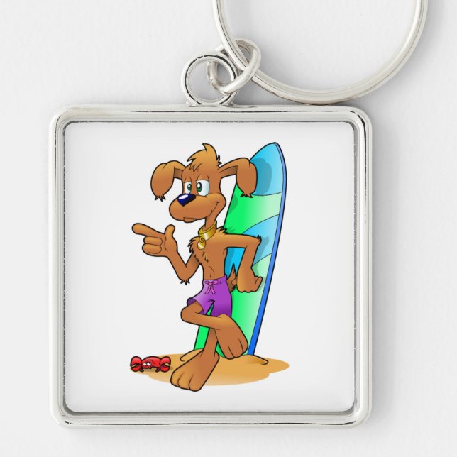 PORTE-CLÉS CHIEN DE SURFER (Devant)