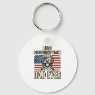 Porte-clés Chien d'eau portugais Papa Patriotique Vintage