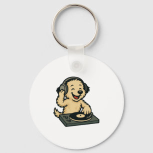 Porte-clés Chien DJ mignon avec casque � Enfants amusants Cad