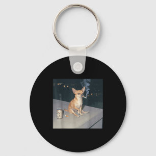 Porte-clés Chien drôle fumant chihuahua mème cigarette bière