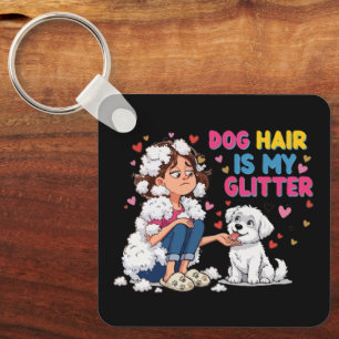 Porte-clés Chien drôle Les poils de mon chien sont mes paille