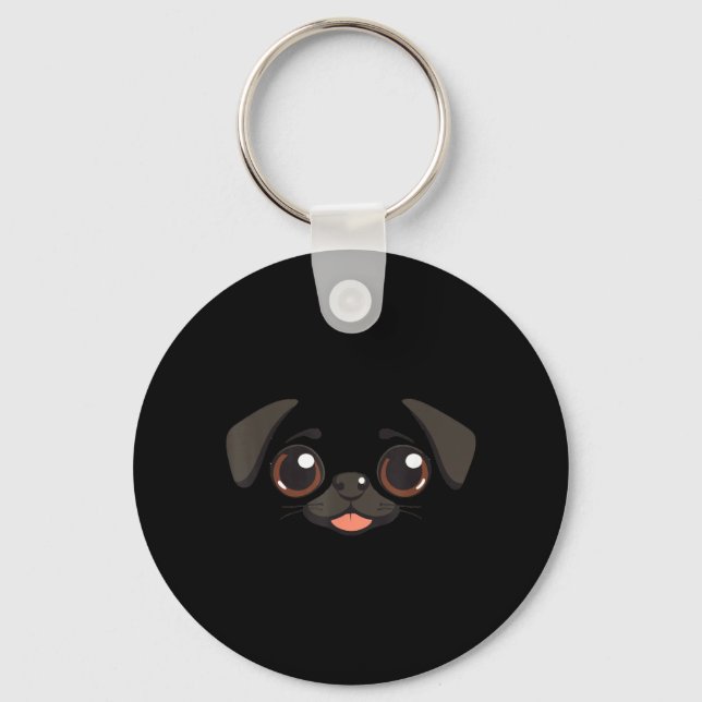 Porte-clés Chien Drôle Visage Halloween Pug (Recto)