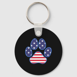 Porte-clés Chien Empreinte de patte Chat 4 juillet Drapeau Am