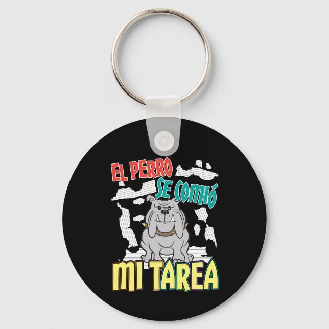 Porte-clés Chien Espagnol A Mangé Mon Devoir - Perro Tarea (Recto)