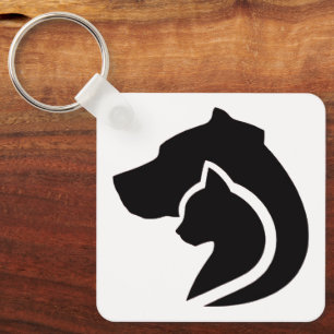 Porte-clés Chien et chat noir et blanc