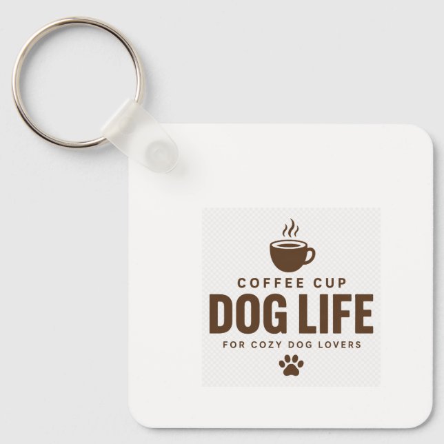 Porte-clés Chien et Tasse de Café pour Amateurs de (Recto)