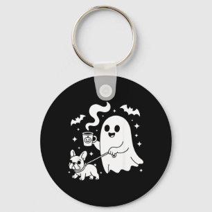 Porte-clés Chien fantôme bouledogue français café Halloween