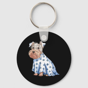 Porte-clés Chien fantôme d'Halloween avec fleurs drôle d'Hall