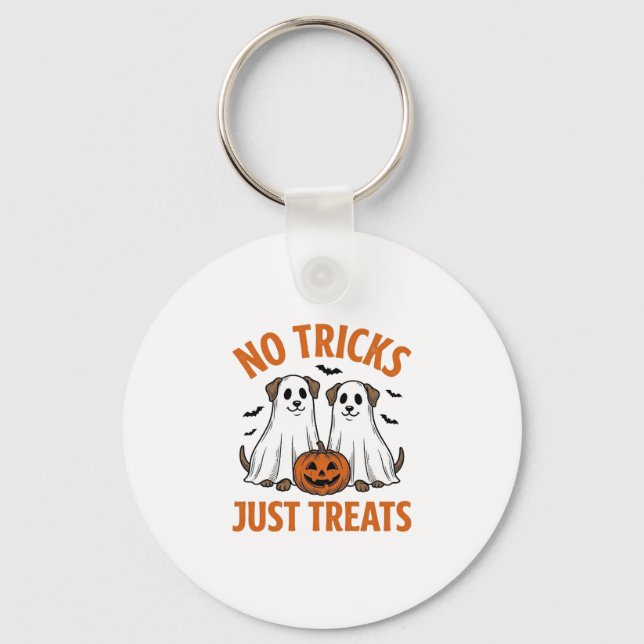 Porte-clés Chien fantôme drôle Halloween Pas de farces juste  (Recto)