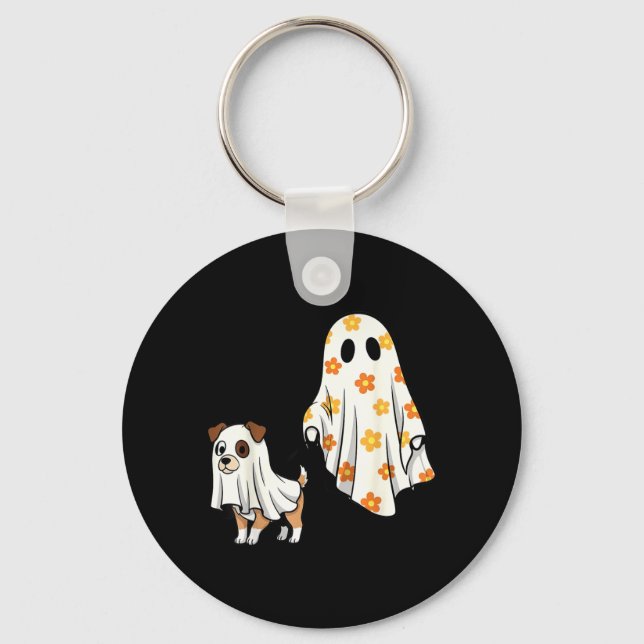 Porte-clés Chien fantôme Halloween Saison effrayante Chienne  (Recto)
