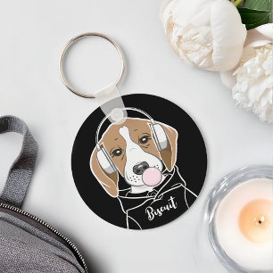 Porte-clés Chien frais avec Bubblegum mignon Beagle amusant