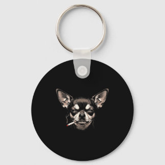 Porte-clés Chien fumant une cigarette Chihuahua drôle mème ho